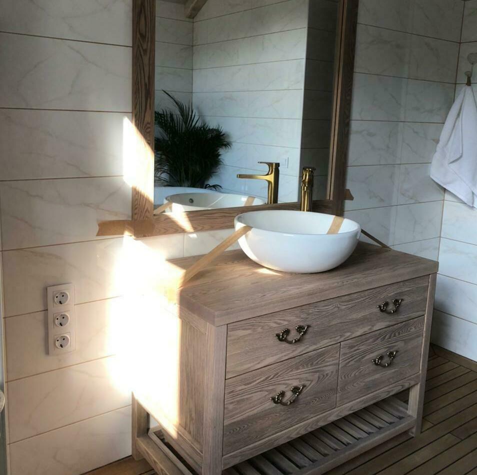 Мебель для ванной комнаты из массива дерева. Стиль прованс